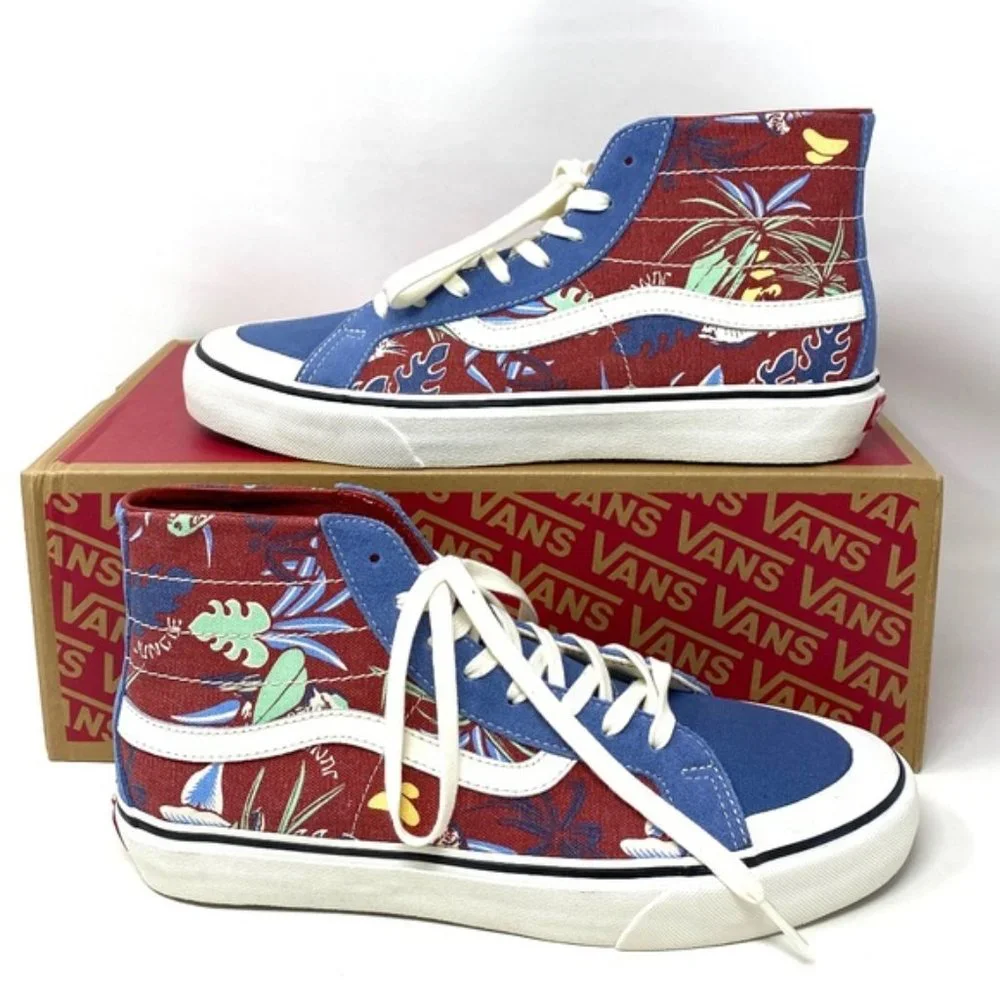 VANS Sk8-Hi 138 Decon Blue Beige Women's Suede Canvas Sneakers Size VN0A4BX2B6R